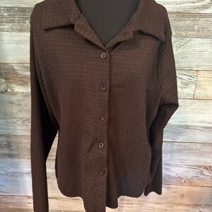 SHEIN Brown Button-Up Top